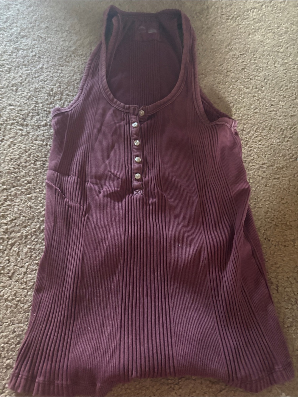 aerie Ribbed Henley Tank Top - Plum